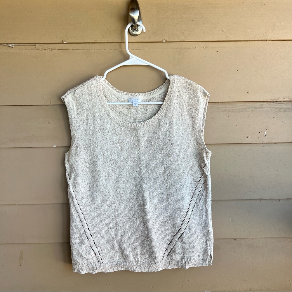 Pure Jill Neutral Knitted Sweater Vest Size Small Petite Fall